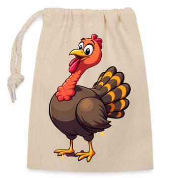 Thanksgiving Lustiger Thanksgiving Truthahn - Verschließbarer Geschenkbeutel aus Baumwolle (14x20cm) - Natur - Vorne