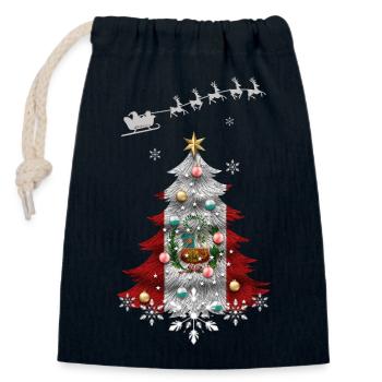 Christmas tree with Peru flag - Closable cotton gift bag (14x20cm) - navy - Front