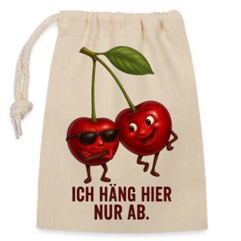 Je traîne juste ici - Cherries Couple Chill - Sac cadeau en coton avec cordon (14 x 20 cm) - nature - Devant