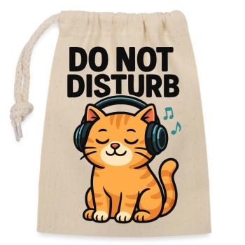Mode sommeil Cat DJ avec casque - Sac cadeau en coton avec cordon (14 x 20 cm) - nature - Devant