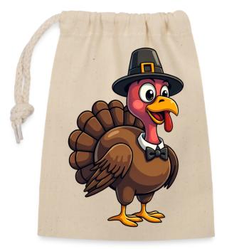 Thanksgiving Lustiger Thanksgiving Truthahn - Verschließbarer Geschenkbeutel aus Baumwolle (14x20cm) - Natur - Vorne