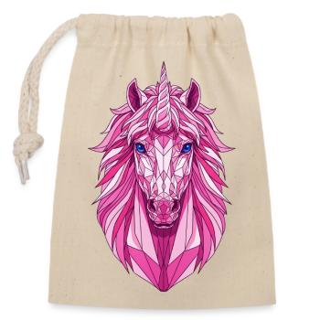 Licorne rose polygonale - Sac cadeau en coton avec cordon (14 x 20 cm) - nature - Devant
