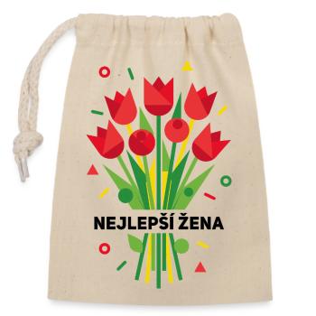 Nejlepší Žena Tulip Bouquet - Sac cadeau en coton avec cordon (14 x 20 cm) - nature - Devant