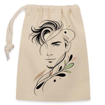 Portrait abstrait de l’homme aux formes florales - Sac cadeau en coton avec cordon (14 x 20 cm) - nature - Devant