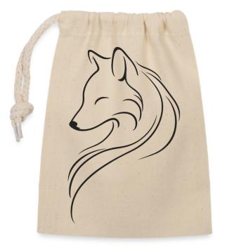 Silhouette du Loup Silencieux dans des lignes sombres fluides ArtII - Sac cadeau en coton avec cordon (14 x 20 cm) - nature - Devant