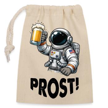 Astronaut with beer glass - Closable cotton gift bag (14x20cm) - nature - Front
