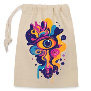 colorful psychedelic art graphic LSD color drops - Closable cotton gift bag (14x20cm) - nature - Front