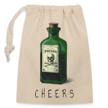 Grüne Giftflasche mit Totenkopf - Verschließbarer Geschenkbeutel aus Baumwolle (14x20cm) - Natur - Vorne