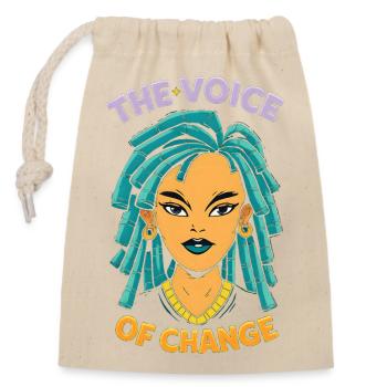 La Voix du Changement – Design d’Autonomisation - Sac cadeau en coton avec cordon (14 x 20 cm) - nature - Devant