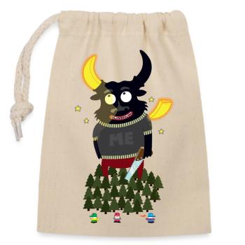 Démon de la forêt : moi, tronçonneuse dans les pins - Sac cadeau en coton avec cordon (14 x 20 cm) - nature - Devant