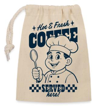 Un chef de café y sert - Sac cadeau en coton avec cordon (14 x 20 cm) - nature - Devant