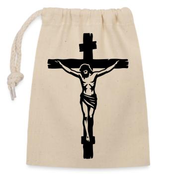Croix de Jésus - Sac cadeau en coton avec cordon (14 x 20 cm) - nature - Devant