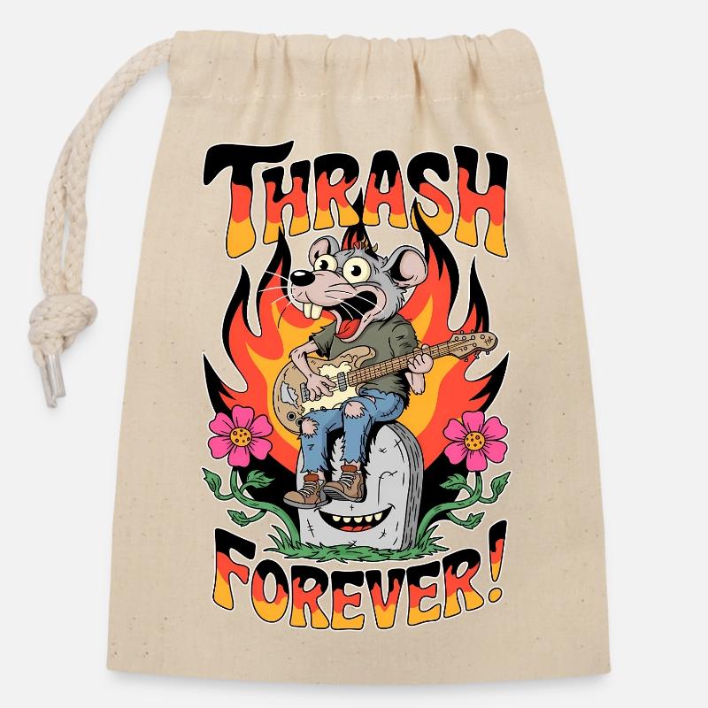 Thrash pour toujours - Sac cadeau en coton avec cordon (14 x 20 cm) - nature