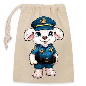 Police des moutons - Sac cadeau en coton avec cordon (14 x 20 cm) - nature - Devant