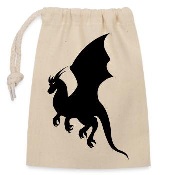 Drache - Verschließbarer Geschenkbeutel aus Baumwolle (14x20cm) - Natur - Vorne