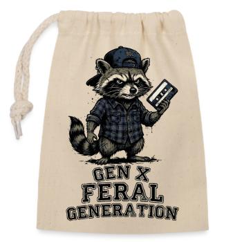 Retro Raccoon Gen X Feral Generation - Closable cotton gift bag (14x20cm) - nature - Front