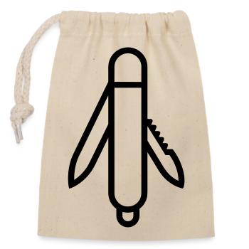 couteau - Sac cadeau en coton avec cordon (14 x 20 cm) - nature - Devant