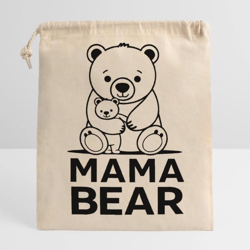 Maman ourse Sac cadeau en coton avec cordon (14 x 20 cm)