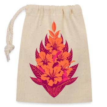 Flore des fleurs d’hibiscus orange - Sac cadeau en coton avec cordon (14 x 20 cm) - nature - Devant