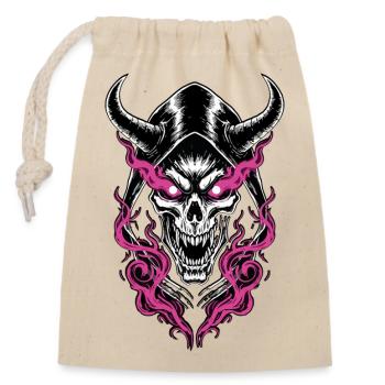 Skull Demon Hood Pink Flames Dark Totem - Closable cotton gift bag (14x20cm) - nature - Front