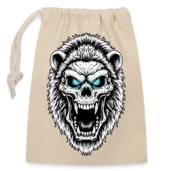 Frosted Lion Skull Totem Bright Blue Eyes - Closable cotton gift bag (14x20cm) - nature - Front
