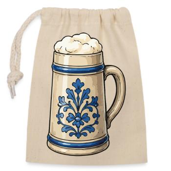 Blaue Blumendekor Biersteinkunst - Verschließbarer Geschenkbeutel aus Baumwolle (14x20cm) - Natur - Vorne