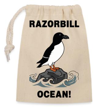 Kleiner Pinguin Ozean-Razorbill Nordschwarz - Verschließbarer Geschenkbeutel aus Baumwolle (14x20cm) - Natur - Vorne