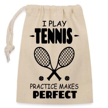 I_Play_Tennis_Practice_Makes_Perfect - Sac cadeau en coton avec cordon (14 x 20 cm) - nature - Devant