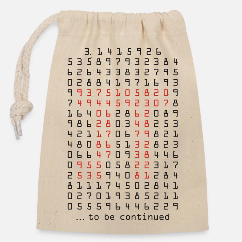 pi - 3.14159265 - nerd - mathématiques - Sac cadeau en coton avec cordon (14 x 20 cm) - nature