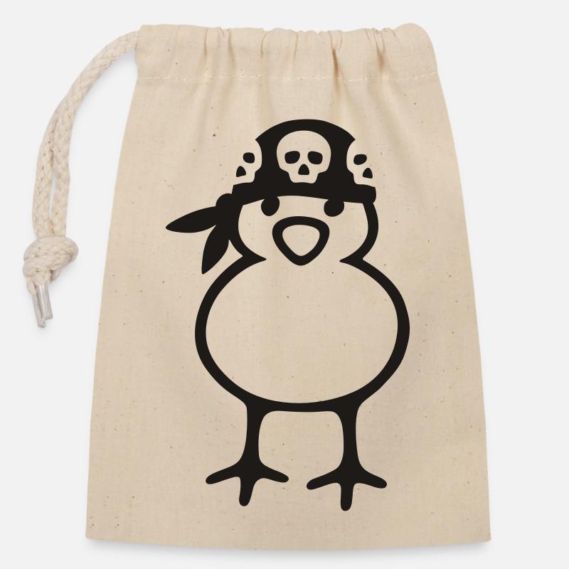 pirate chick - Sac cadeau en coton avec cordon (14 x 20 cm) - nature