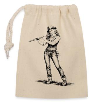 Flûtiste au look vintage - Sac cadeau en coton avec cordon (14 x 20 cm) - nature - Devant