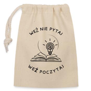 Take, don't ask, read. - Closable cotton gift bag (14x20cm) - nature - Front