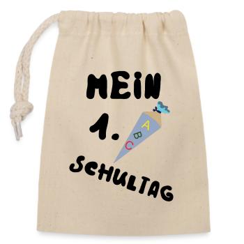 Mein 1. Schultag, Einschulung - Verschließbarer Geschenkbeutel aus Baumwolle (14x20cm) - Natur - Vorne