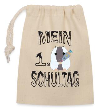Mein 1. Schultag, Einschulung - Verschließbarer Geschenkbeutel aus Baumwolle (14x20cm) - Natur - Vorne