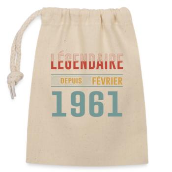 Légendaire Depuis Février 1961 Anniversaire - Sac cadeau en coton avec cordon (14 x 20 cm) - nature - Devant