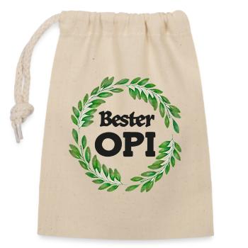 Bester Opi Grosspapi Opa Schweizer Opi Großpapa - Verschließbarer Geschenkbeutel aus Baumwolle (14x20cm) - Natur - Vorne