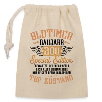 2007 Geboren Geburtstag Oldtimer - Verschließbarer Geschenkbeutel aus Baumwolle (14x20cm) - Natur - Vorne