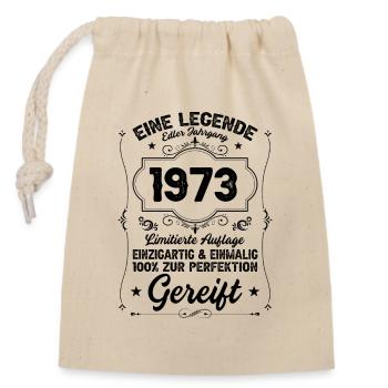 Edle Legende 1973 Geburtstag - Verschließbarer Geschenkbeutel aus Baumwolle (14x20cm) - Natur - Vorne