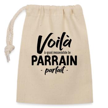 Le Parrain Parfait : Découvrez Sa Véritable Nature - Sac cadeau en coton avec cordon (14 x 20 cm) - nature - Devant