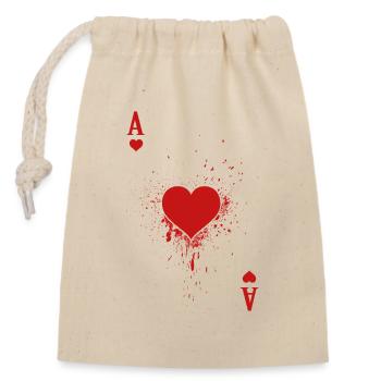 Kartenspiel Kostüm Damen Karneval Herz Ass - Verschließbarer Geschenkbeutel aus Baumwolle (14x20cm) - Natur - Vorne