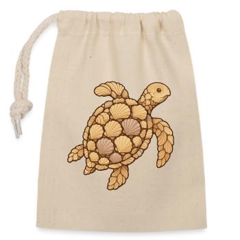 Tortue de mer faite de carapaces - Sac cadeau en coton avec cordon (14 x 20 cm) - nature - Devant