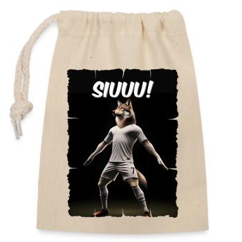 Siu Football Goal Celebration Outfit with Wolf - Closable cotton gift bag (14x20cm) - nature - Front