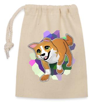 Corgi devant un fond coloré - Sac cadeau en coton avec cordon (14 x 20 cm) - nature - Devant
