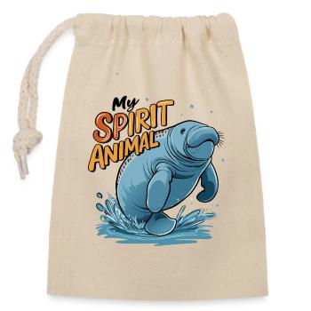 Dugong My Spirit Animal I Love Manatees - Closable cotton gift bag (14x20cm) - nature - Front