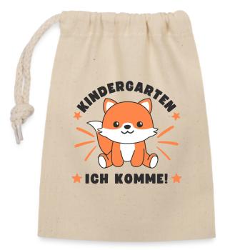 Kindergarten Ich Komme! Fuchs - Verschließbarer Geschenkbeutel aus Baumwolle (14x20cm) - Natur - Vorne