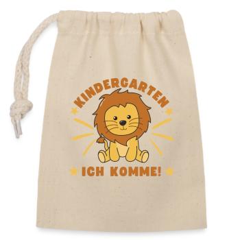 Kindergarten Ich Komme! Löwe - Verschließbarer Geschenkbeutel aus Baumwolle (14x20cm) - Natur - Vorne