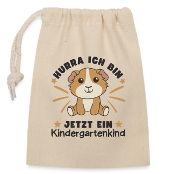 Hurra Ich Bin Jetzt Ein Kindergartenkind - Verschließbarer Geschenkbeutel aus Baumwolle (14x20cm) - Natur - Vorne
