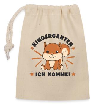 Kindergarten Ich Komme! - Verschließbarer Geschenkbeutel aus Baumwolle (14x20cm) - Natur - Vorne