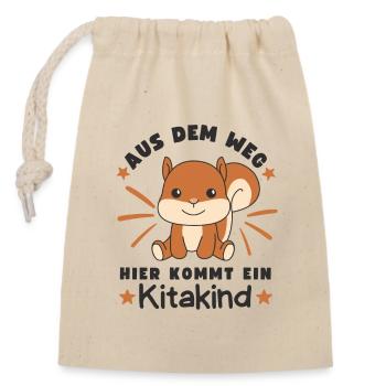 Out of the way, here comes a kindergarten child - Closable cotton gift bag (14x20cm) - nature - Front