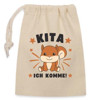 Kita Ich Komme Kitakind - Verschließbarer Geschenkbeutel aus Baumwolle (14x20cm) - Natur - Vorne